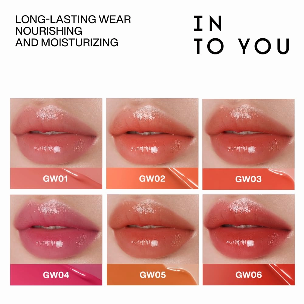 INTO YOU Glow Lip Tint, Plumping Lip Gloss, Nourishing Hydrating Moisturizing Lip Oil, Non-Sticky, Long-lasting, Waterproof, High Shine Liquid Lipstick, Stay 8 Hour, for Women Makeup, GW05