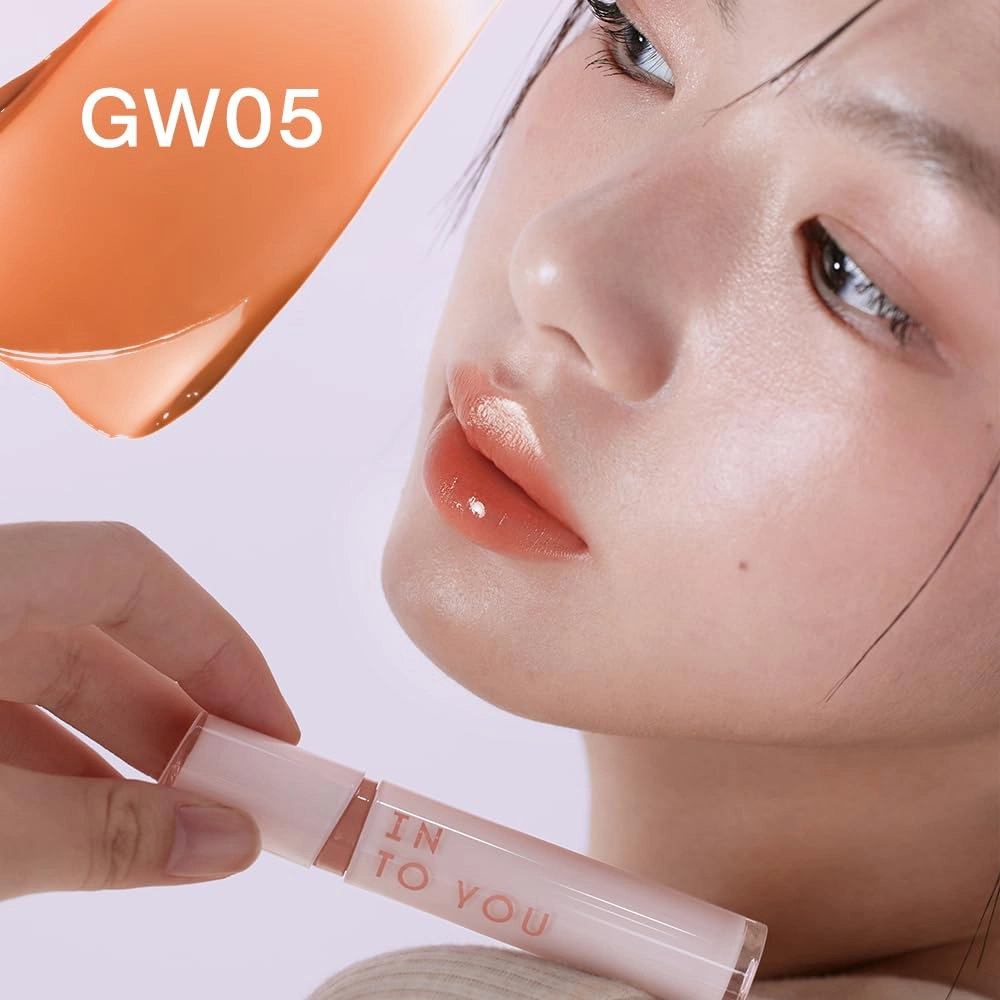 INTO YOU Glow Lip Tint, Plumping Lip Gloss, Nourishing Hydrating Moisturizing Lip Oil, Non-Sticky, Long-lasting, Waterproof, High Shine Liquid Lipstick, Stay 8 Hour, for Women Makeup, GW05