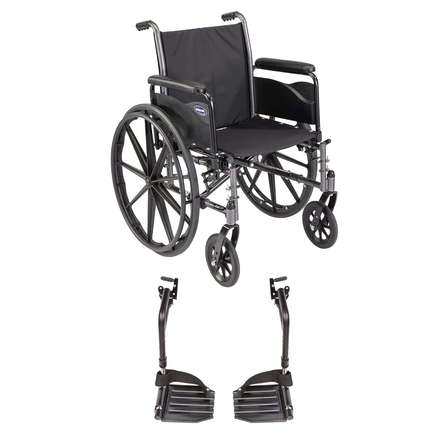Invacare Series Tracer SX5 Everyday Folding Wheelchair for Adult with 18" Seat Width and Footrests & Full Arms