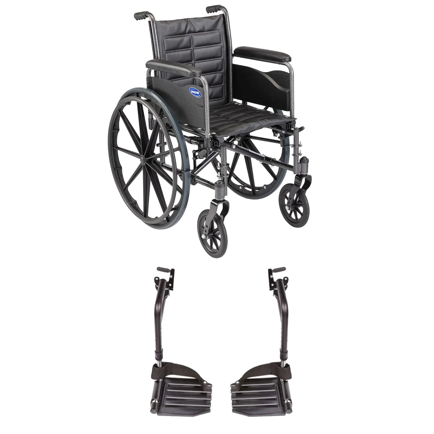 Invacare Tracer EX2 Wheelchair for Adults Standard Folding 18 Inch Seat Footrests & Full Arms