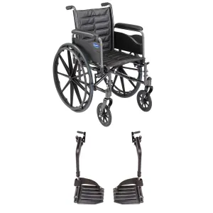 Invacare Tracer EX2 Wheelchair for Adults Standard Folding 18 Inch Seat Footrests & Full Arms