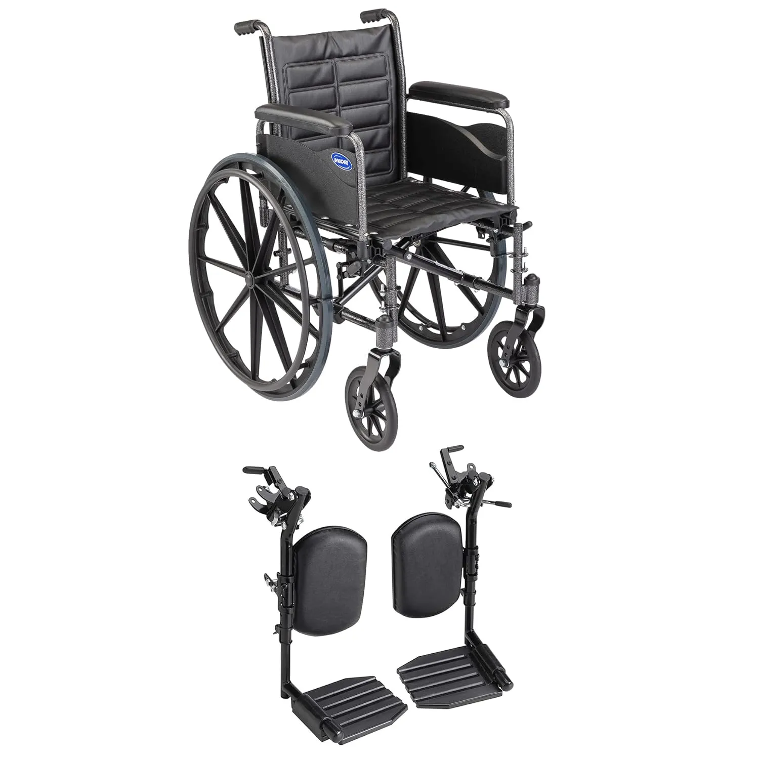 Invacare Tracer EX2 Wheelchair for Adults Standard Folding 20 Inch Seat Legrests & Full Arms