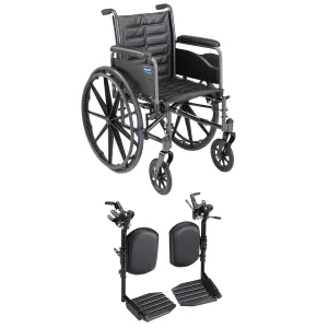 Invacare Tracer EX2 Wheelchair for Adults Standard Folding 20 Inch Seat Legrests & Full Arms