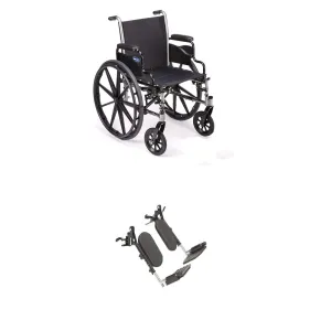 Invacare Tracer SX5 Wheelchair with Flip-Back Desk Length Arms, 20" Seat Width, and T94HEP Economy Legrests, TRSX50FBP / T94HEP