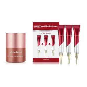 ISA KNOX Wrinkle Focus Firming Cream Set (3.1fl oz, Pack of 3) -& Sooryehan Tinted Lip Balm Lipcerin (0.5fl oz) -Korean Makeup. Plumping, Hydrating, Nourishing Lip Care