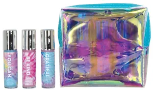 iscream Tie Dye 3-piece Mini Lip Gloss Set in Holographic Zipper Case