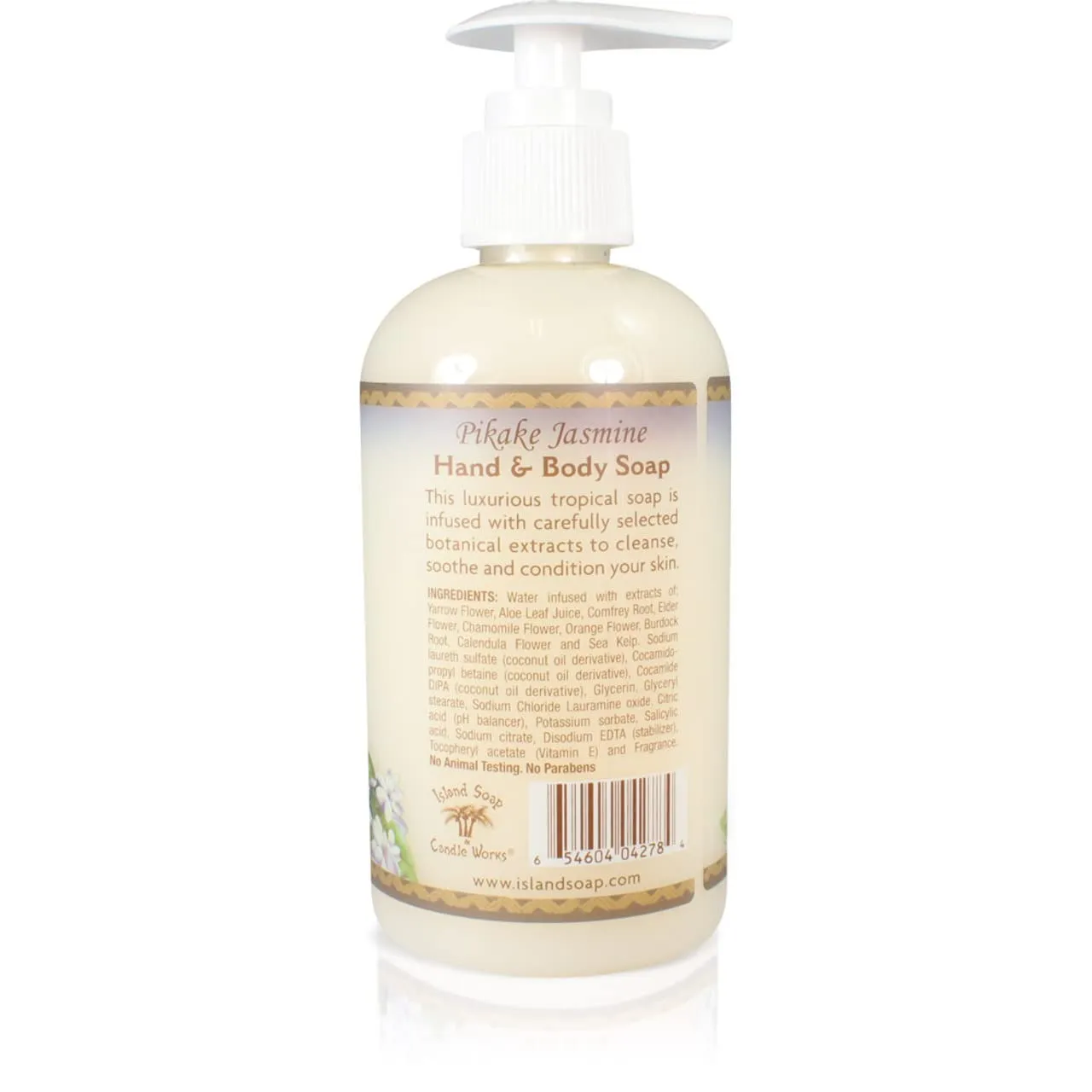 Island Soap & Candle Works Botanical Liquid Hand Soap - Vegan Hand Soap for Men and Women - Luxury Skincare for Bathroom - Hawaiian Gifts for Sensitive Skin - Pikake Jasmine - 8.5 Ounce Bottle