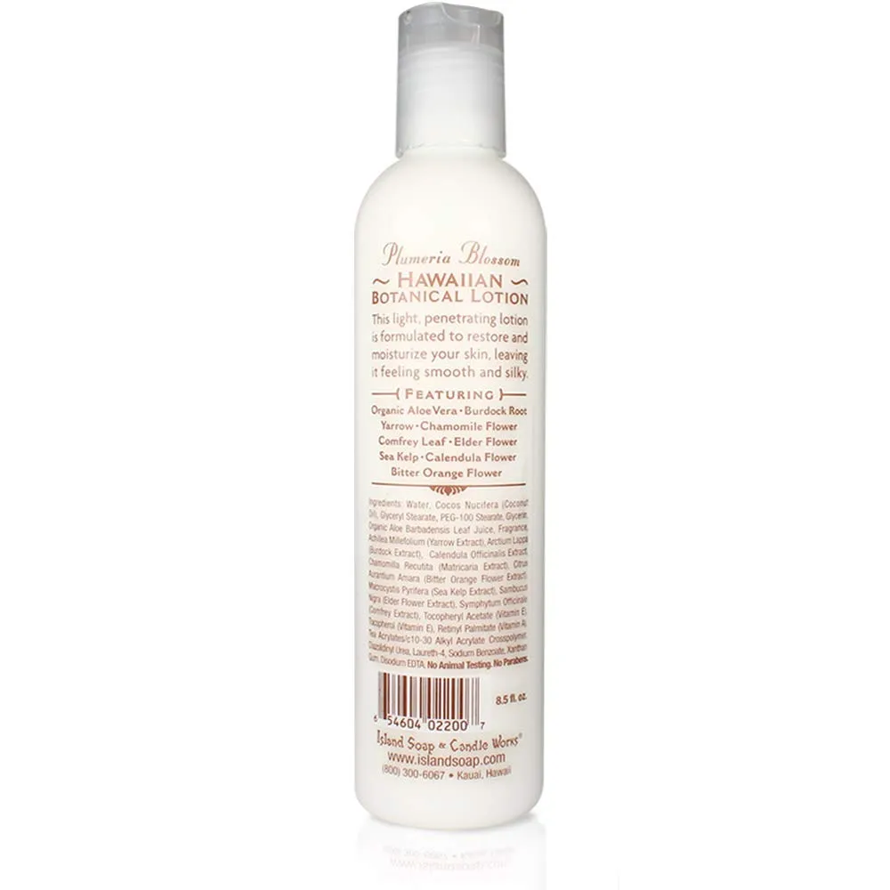 Island Soap and Candle Works Plumeria Blossom Scented Body Lotion for Men and Women, Paraben Free Body Moisturizer - Hydrating Hawaiian Skincare - 8.5 Fl Oz. Bottle