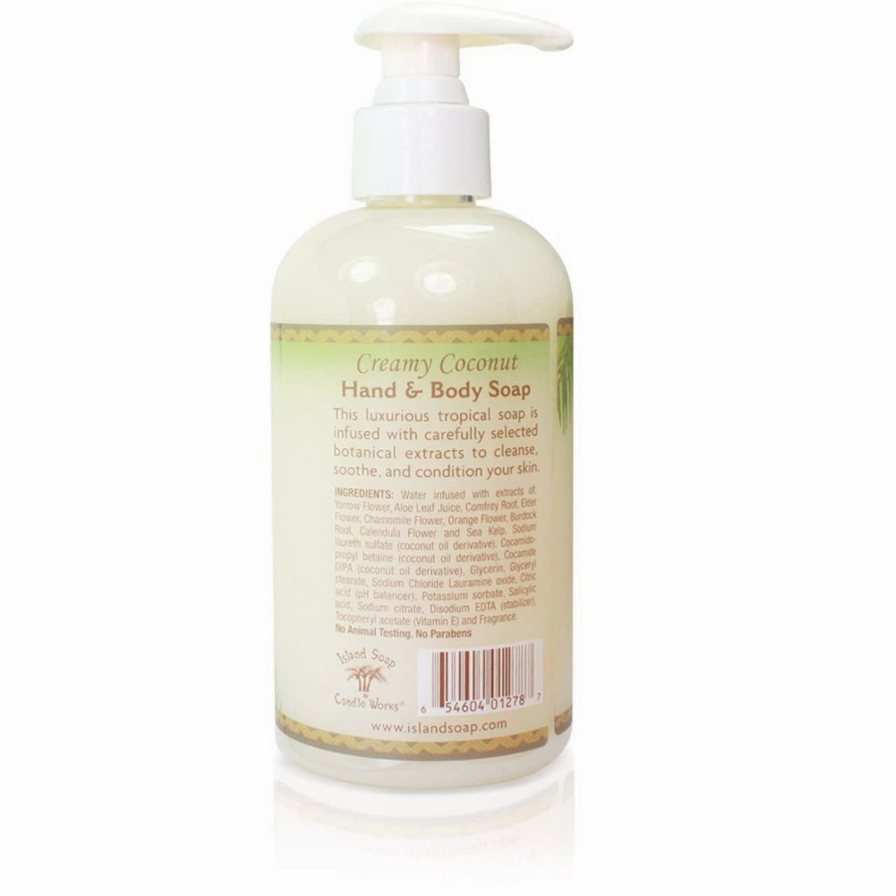 Island Soap & Candle Works Botanical Liquid Hand Soap - Vegan Hand Soap for Men and Women - Luxury Skincare for Bathroom - Hawaiian Gifts for Sensitive Skin - Creamy Coconut - 8.5 Ounce Bottle