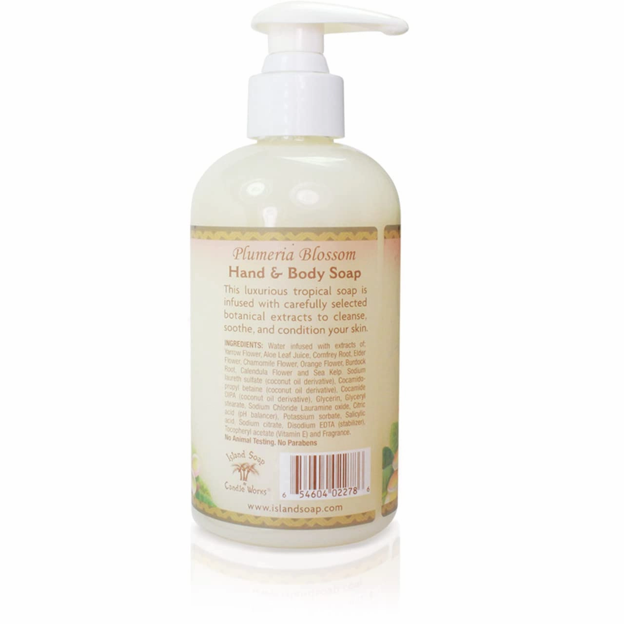 Island Soap & Candle Works Botanical Liquid Hand Soap - Vegan Hand Soap for Men and Women - Luxury Skincare for Bathroom - Hawaiian Gifts for Sensitive Skin - Plumeria - 8.5 Ounce Bottle