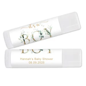 It's A Boy Baby Shower Favors, Personalized Lip Balm Favors, Gender Reveal Favors, Baby Shower Boy - Set of 24