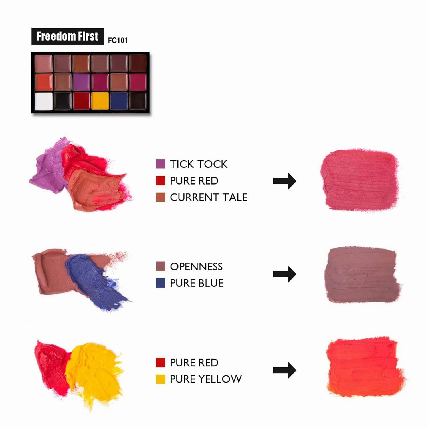 J.CAT BEAUTY Freedom Creator Lip Palette with 18 Versatile Shades for Personalized Lip Colours, Glossy Pigmented Shades for Soft and Bold Looks, Freedom First