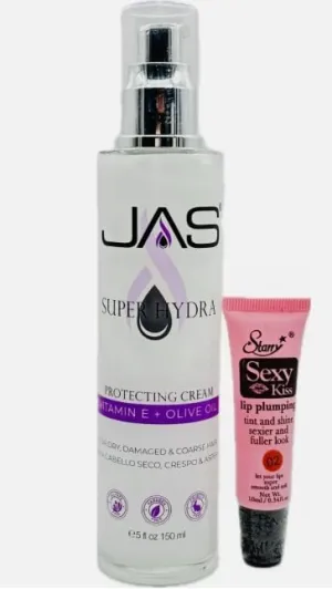 JAS Super Hydra Protecting Cream Leave in with Vitamin E  Olive Oil 5 fl oz- Free Lip Gloss