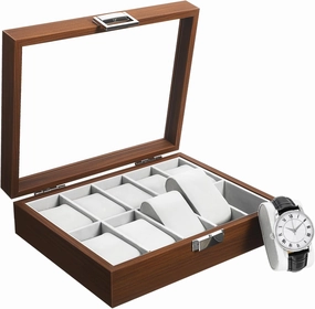 Jewelry Case for Men Watch Display Organizer Walnut Wood Watch Storage Box