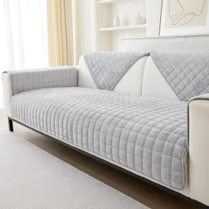 JIAN YA NA Sectional Couch Cover, Velvet Sofa Slipcover for Pets and Kids, Anti-Slip Washable Furniture Protector for 3-Cushion Couch, Loveseat, Recliner, L-Shaped Sofa, Armrest & Backrest (1 Piece)