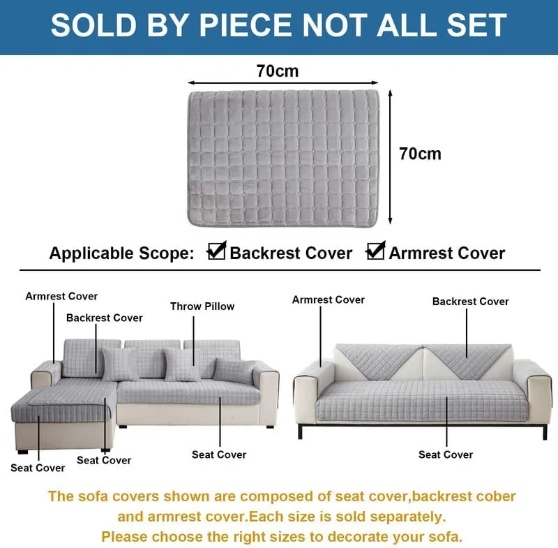 JIAN YA NA Sectional Couch Cover, Velvet Sofa Slipcover for Pets and Kids, Anti-Slip Washable Furniture Protector for 3-Cushion Couch, Loveseat, Recliner, L-Shaped Sofa, Armrest & Backrest (1 Piece)