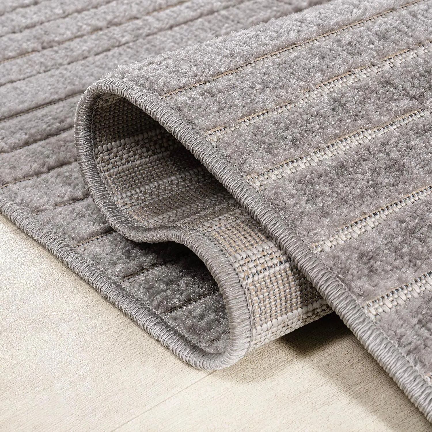 JONATHAN Y SCN100A-28 Skagen High-Low Minimalist Curve Geometric Indoor/Outdoor Runner Rug, Modern, Contemporary,Geometric, Bohemian, Bedroom, Kitchen, Living Room, Non Shedding, Gray/Ivory,2' x 8'
