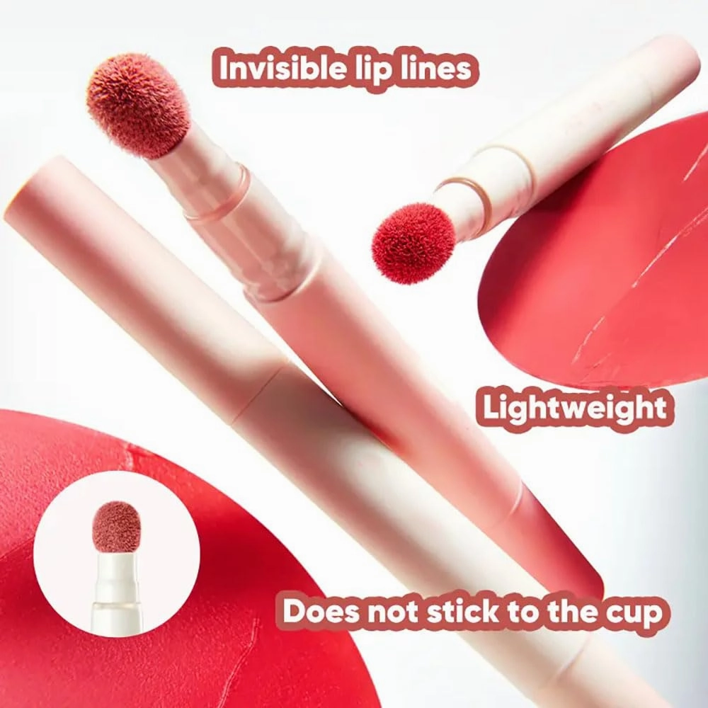 Judydolll Cushion Lip Powder Cream, 2 in 1 Lipstick and Cushion Foundation Moisturizes Plump Fades Lip Lines (#N19)