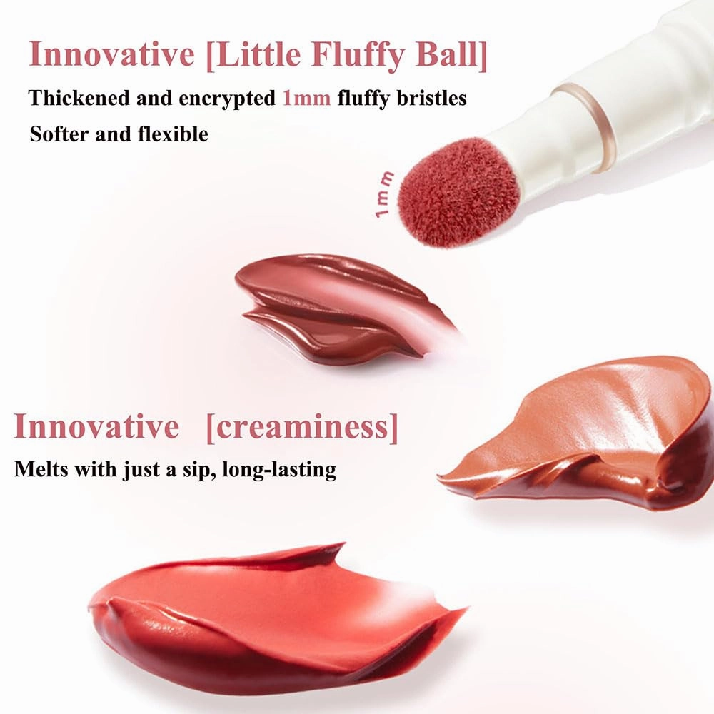 Judydolll Cushion Lip Powder Cream, 2 in 1 Lipstick and Cushion Foundation Moisturizes Plump Fades Lip Lines (#N19)