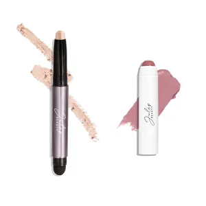 Julep Eyeshadow 101 Crème to Powder Waterproof Eyeshadow Stick, Sand Shimmer & It's Balm Lip Balm Crayon, Full-Coverage Lipstick & Lip Moisturizer with Semi Gloss Finish, Dusty Orchid Shimmer