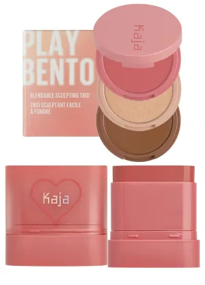 Kaja 3-in-1 Blendable Sculpting Trio - Play Bento 02 Cloud Latte   Dewy Bar - Creamy Multi-Stick Blusher & Lip Balm 06 Grapefruit Gelato, 10g Bundle