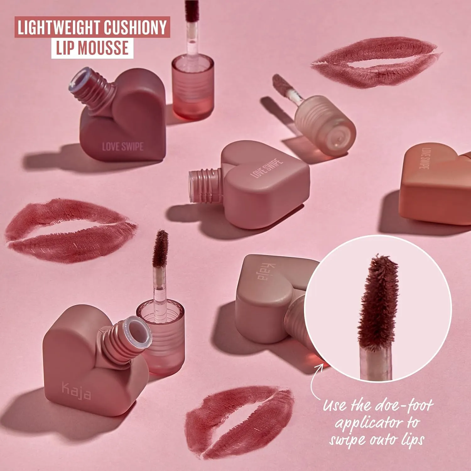 Kaja Lip Mousse - Love Swipe 01 Call Me | with Raspberry Seed Oil and Vitamin E, Buildable, Blendable, Moisturizing, Velvet Finish, Weightless Texture, Deep Shades, Vivid Color, Long Lasting, 0.22 Oz