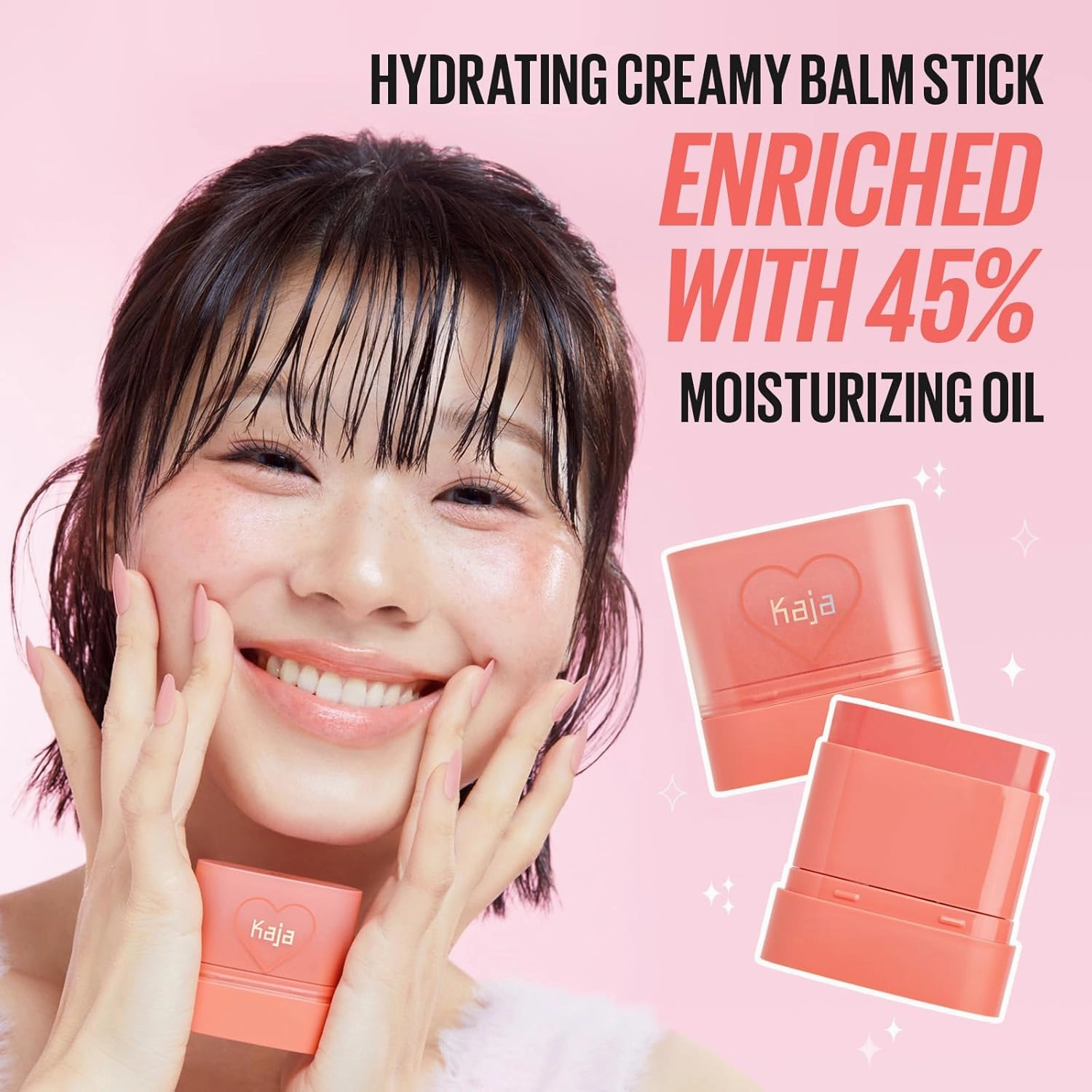KAJA Cheek & Lip - Dewy Bar 05 Cranberry Cooler | Creamy Blusher and Balm Multi-Stick, 45% Moisturizing Oil, Apple Extract, Vitamin-Hyaluronic Acid Infused, High Shine, Non-Sticky, Easy Blending, 10g