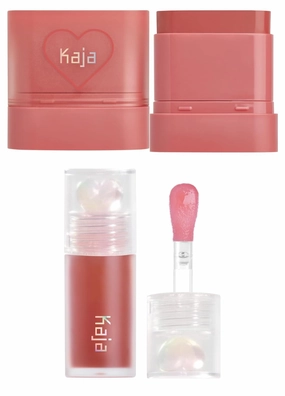 Kaja Dewy Bar - Creamy Multi-Stick Blusher & Lip Balm 06 Grapefruit Gelato, 10g   Juicy Glass Lip Oil 05 Plum Paloma Bundle