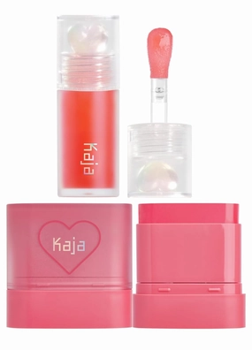 Kaja Juicy Glass Lip Plumping Oil 02 Raspberry Refresher   Dewy Bar - Creamy Multi-Stick Blusher & Lip Balm 02 Strawberry Sorbet,10g Bundle