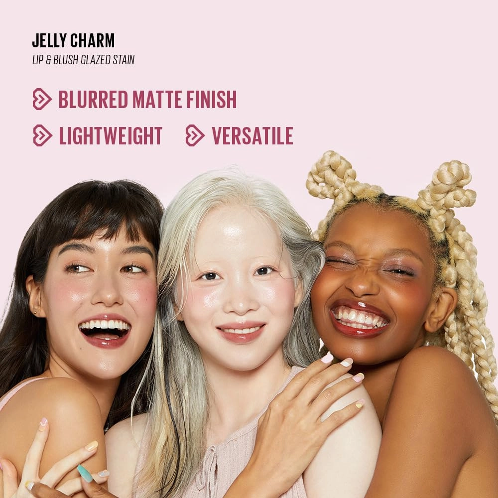 KAJA Lip & Blush - Jelly Charm 04 Fig Soda | with Keychain, Triple Berry Complex, Lemon Fruit Extract & Olive Squalane, Hydrating, Long Lasting Tint, Lightweight, Creamy Cream Tinted Type, 0.17 Oz
