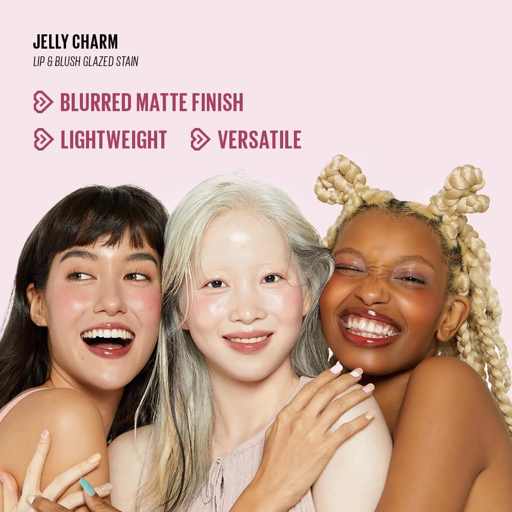 Kaja Lip & Blush Glazed Keychain Stain - Jelly Charm 02 Squeeze Guava | with Triple Berry Complex, Lemon Fruit Extrac & Olive Squalane, Hydrating, Long Lasting Lip Tint