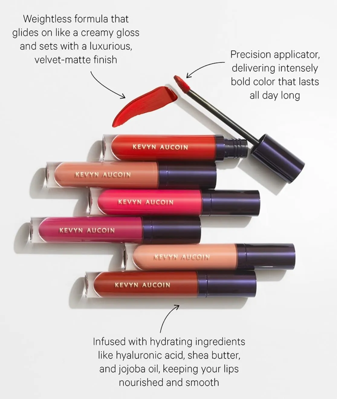 Kevyn Aucoin Velvet Lip Paint: All-day matte lip color coverage. Smudge proof, ultra-pigmented, quick dry makeup, weightless formula. Made in Italy.