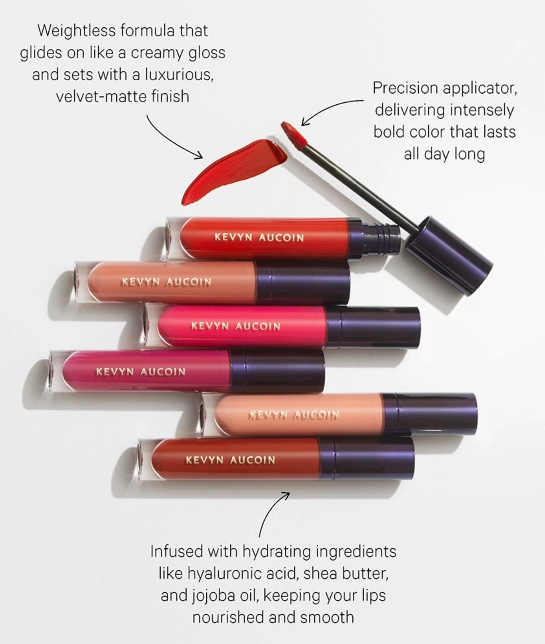 Kevyn Aucoin Velvet Lip Paint: All-day matte lip color coverage. Smudge proof, ultra-pigmented, quick dry makeup, weightless formula. Made in Italy.