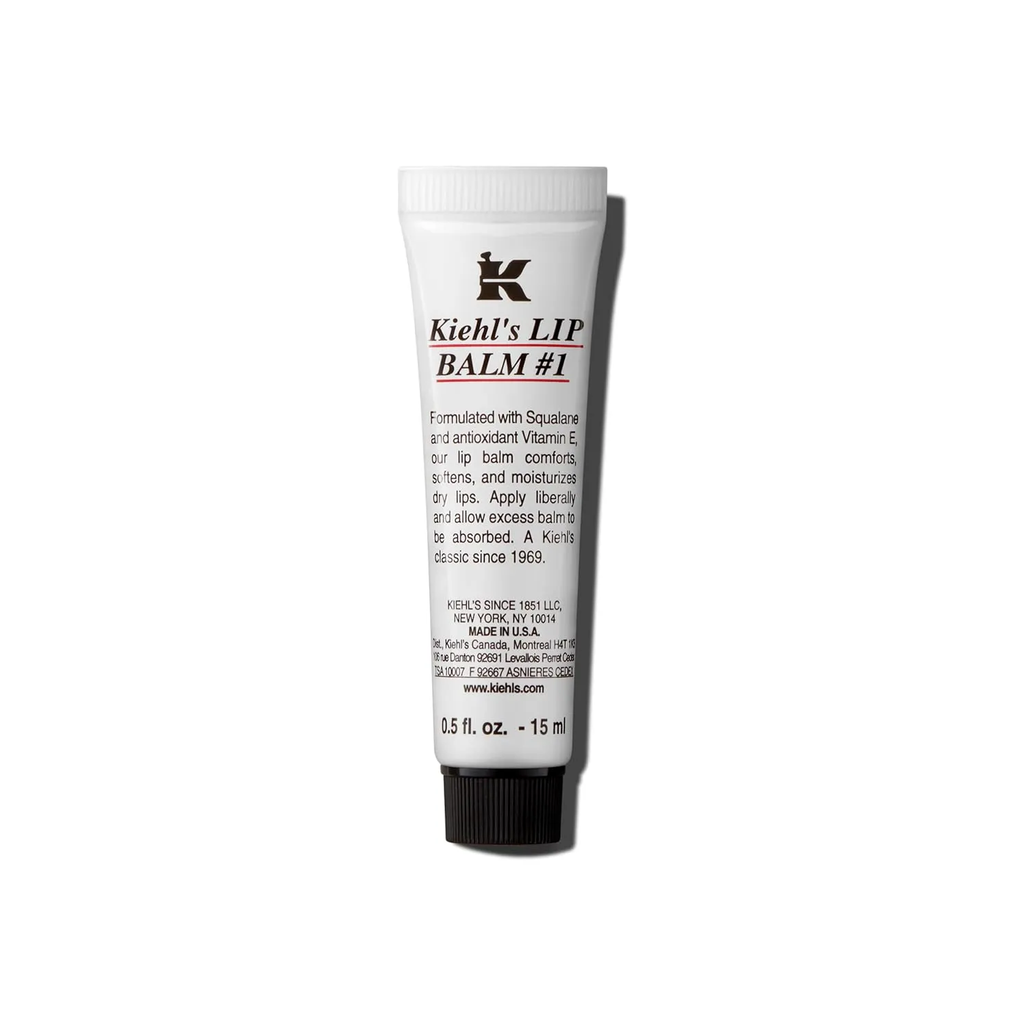Kiehl's Lip Balm #1, Moisturizing Clear Lip Treatment for Dry Lips, Hydrating & Soothing, with Squalane, Aloe Vera & Vitamin E, Paraben-free, Fragrance-free, Unscented - 0.5 fl oz