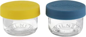Kilner 0025.024 Set of 2 Glass Snack and Store Pots 125ml with Push Top Silicone Lids | Perfect for Snacks & Food Storage