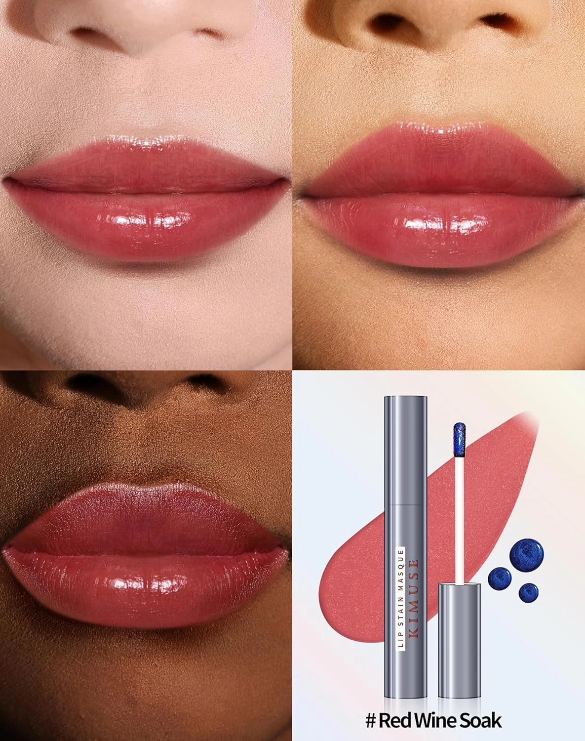 KIMUSE Lip Stain Masque, Lip Stain Peel Off Long-Lasting, Hydrating & Smudge-Proof Lip Color with Highly Pigmentation, Natural Matte Finish Peel Off Lipstains, Vegan Formula