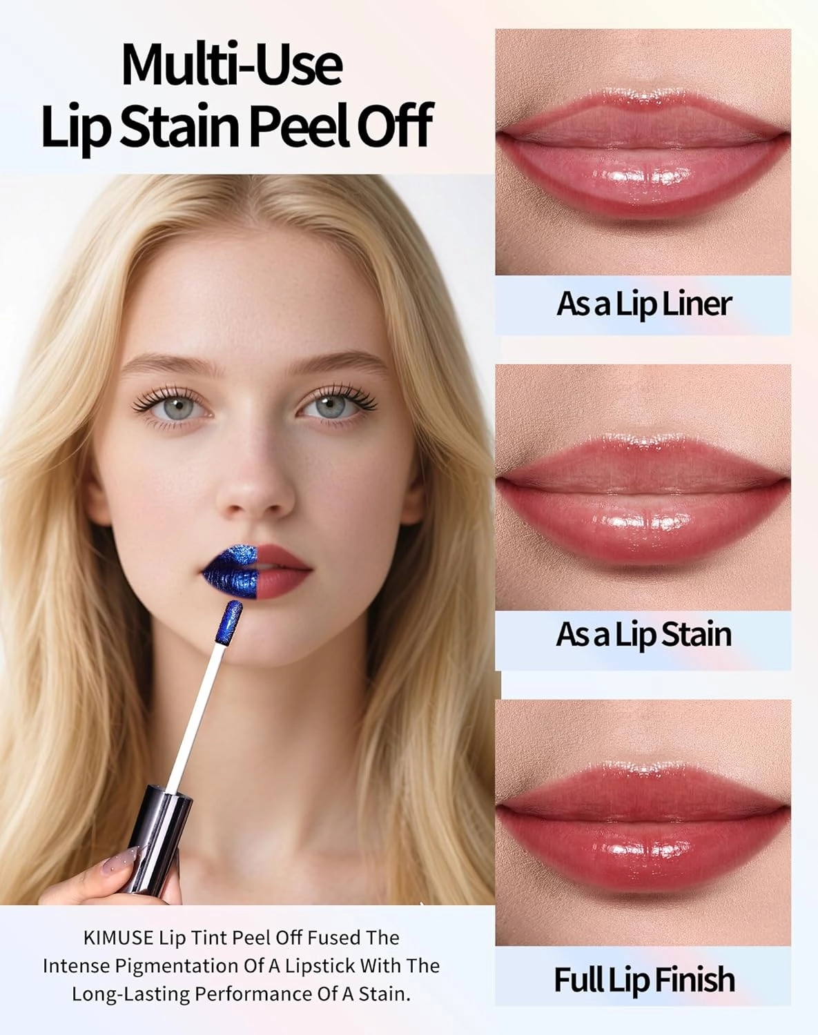 KIMUSE Lip Stain Masque, Lip Stain Peel Off Long-Lasting, Hydrating & Smudge-Proof Lip Color with Highly Pigmentation, Natural Matte Finish Peel Off Lipstains, Vegan Formula