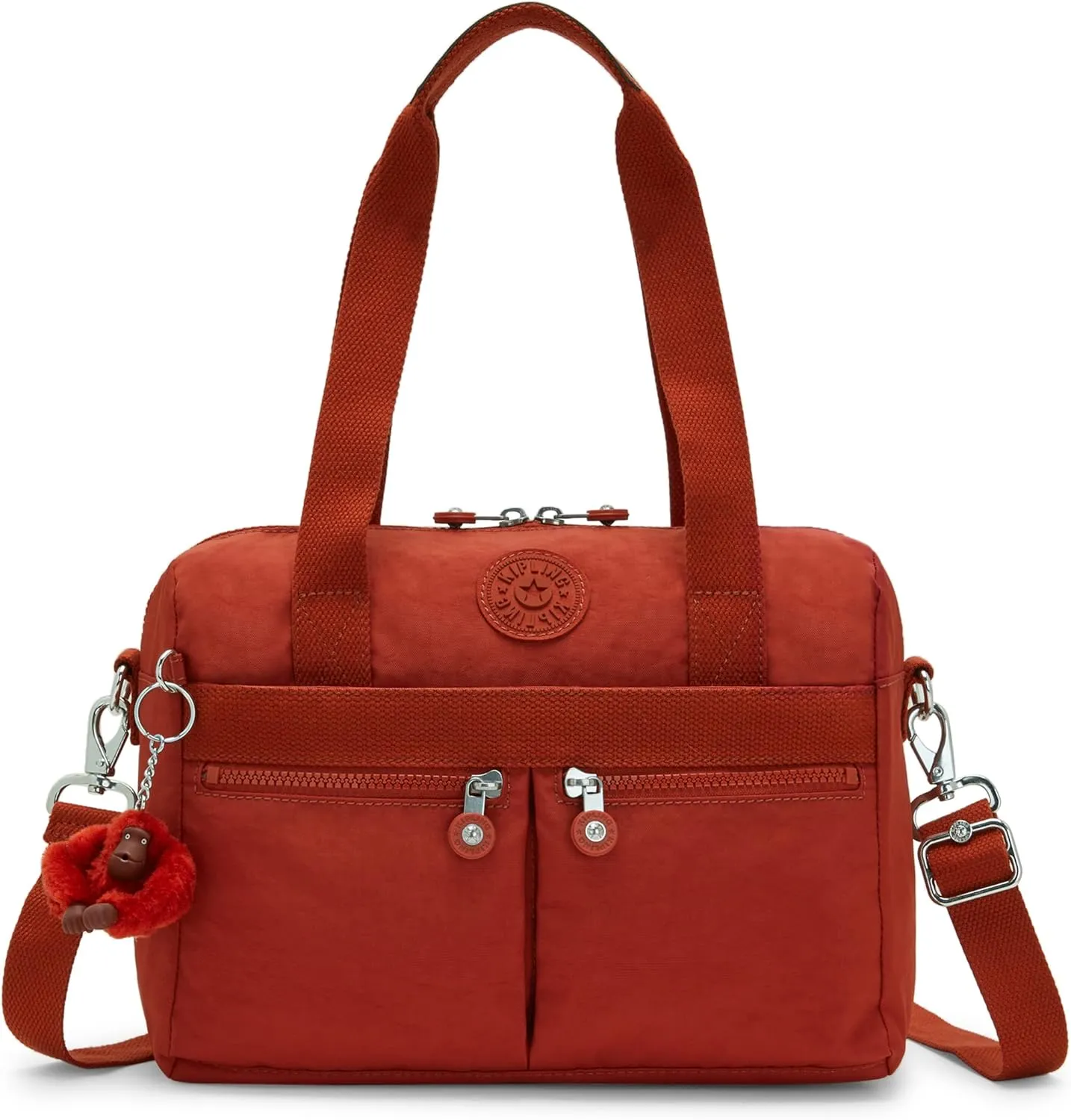 Kipling Women's Klara Handbag, Organize Accessories, Removable Shoulder Strap, Dual Carry Handles, Crinkle Nylon Bag