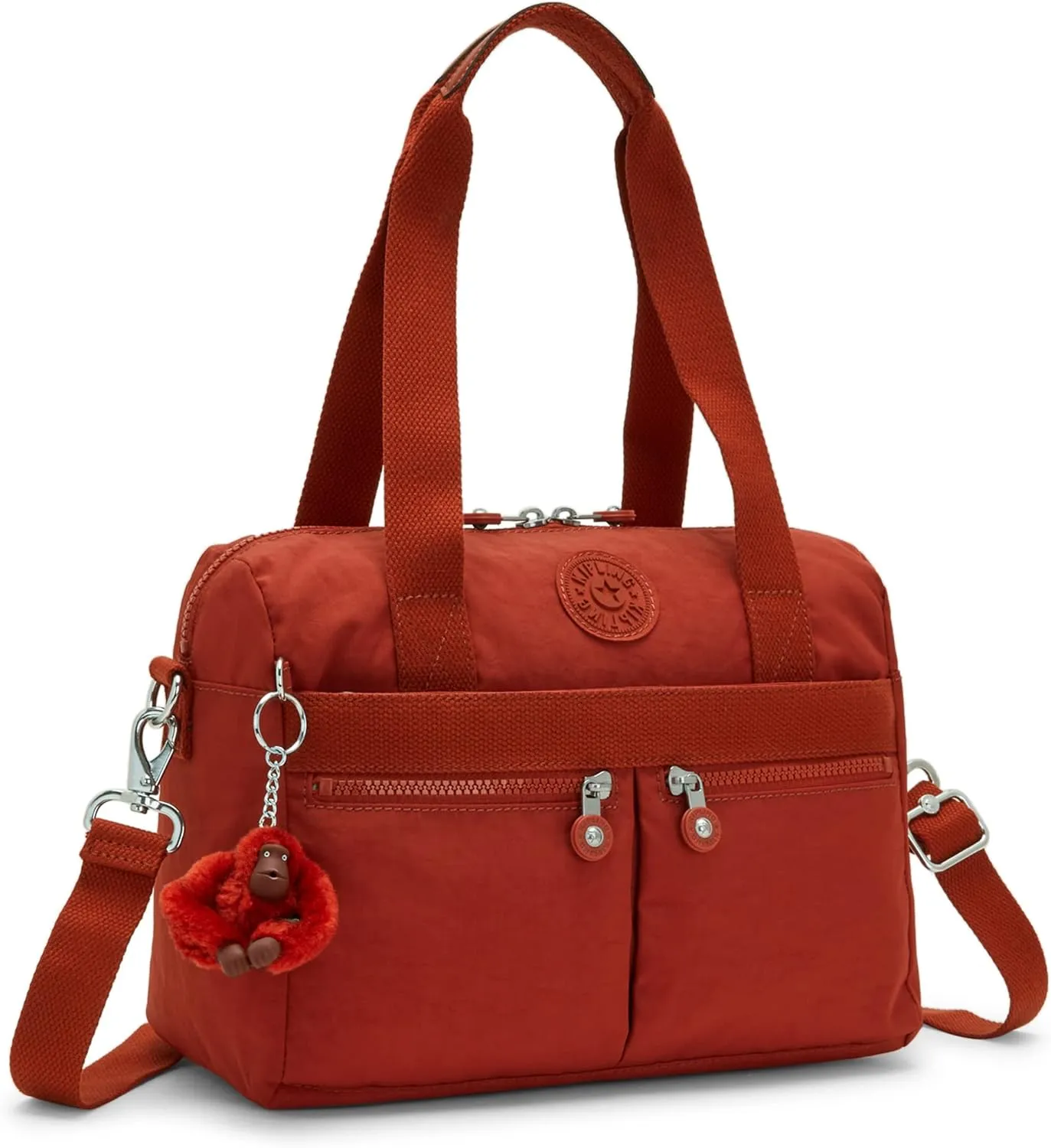 Kipling Women's Klara Handbag, Organize Accessories, Removable Shoulder Strap, Dual Carry Handles, Crinkle Nylon Bag