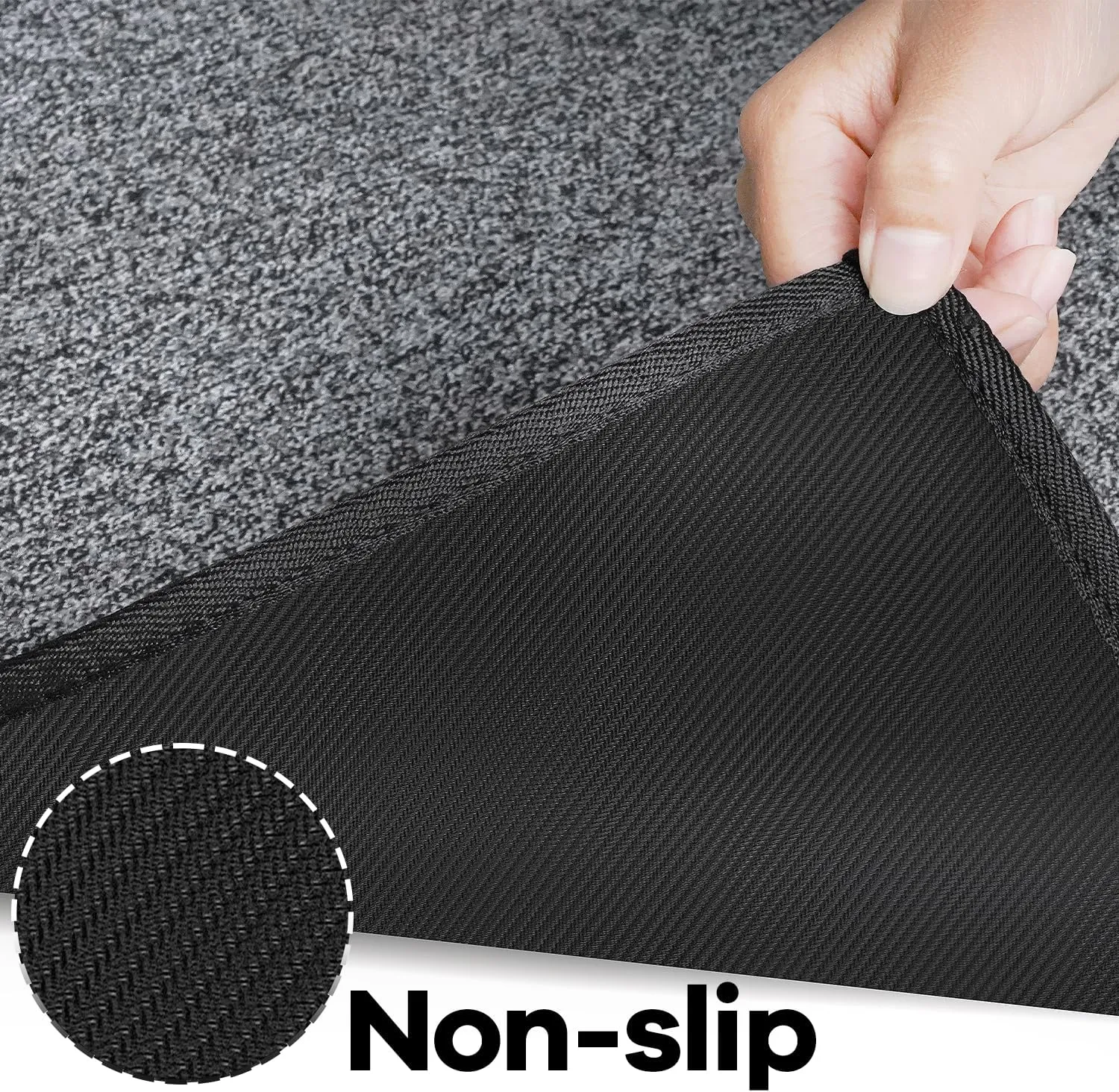 Kitchen Mat Set of 2 PCS, Cushioned Non Slip Rugs for Kitchen Floor, Absorbent Runner Comfort Standing Mats Washable for Kitchen, Office, Home (Black-Velvet, 17.3"x47" 17.3"x30")