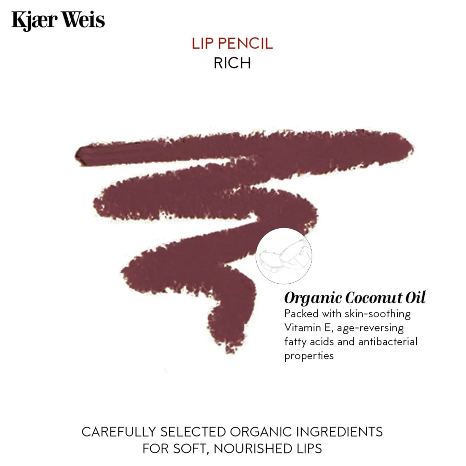 Kjaer Weis Lip Pencil. Nude Lip Liner with Soft Matte Finish and Creamy Texture for Long Lasting Lip Makeup and Smudge-Proof Wear. Cruelty Free Clean Makeup