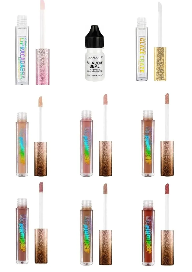 Kleancolor Beauty Essentials Value Set: Shadow Seal, Lip Plumper, Color-Changing Gloss, and Hi-Shine Gloss