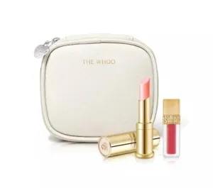 Korea Makeup Product_The Whoo Glow Lip Balm Special Set. Color: Pink SPF10 3.3g & Velvet Liquid Lip Rouge No.18 Rose Pink 2.1g - Long Lasting, Lips Moisturizing - Magic Temperature Color Changing