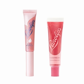Lanolips Icons Duo - Lanolin Lip Water Watermelon - Clear Hyaluronic Acid Balm (10ml)   Candy Glossybalm - Ultra Hydrating Tinted Gloss for Dry, Chapped, Cracked Lips (12.5g)