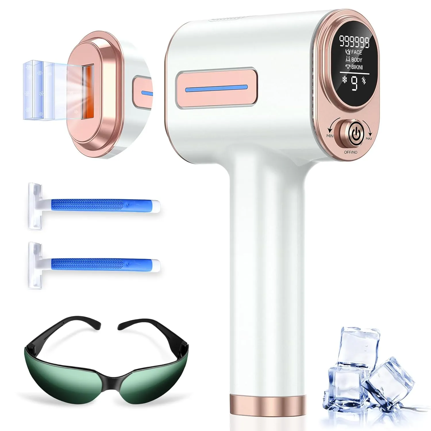 Laser Hair Removal, 999,900  Flashes IPL Hair Removal Device for Women and Men, Ice-Cooling Painless Laser Hair Removal, At-Home Hair Remover for Armpits Back Facial Legs Arms Bikini Line