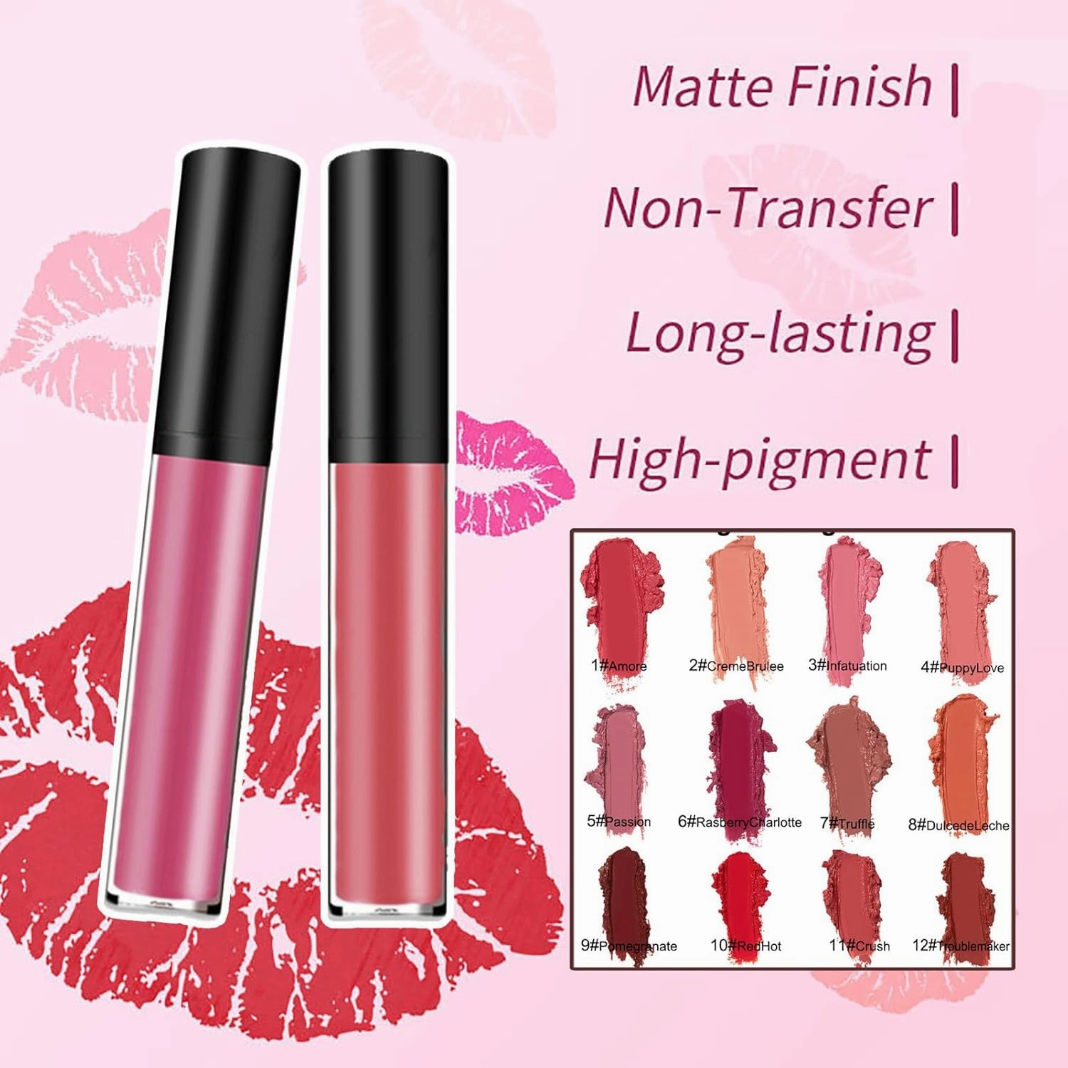 Lassi Lips Staining Lip Oil, Hailnrothwad 12 Colors Cream Texture Lipstick, Non-stick to Cup Non-fading Long Lasting Moisturizing (#1,#2,#3,#4)