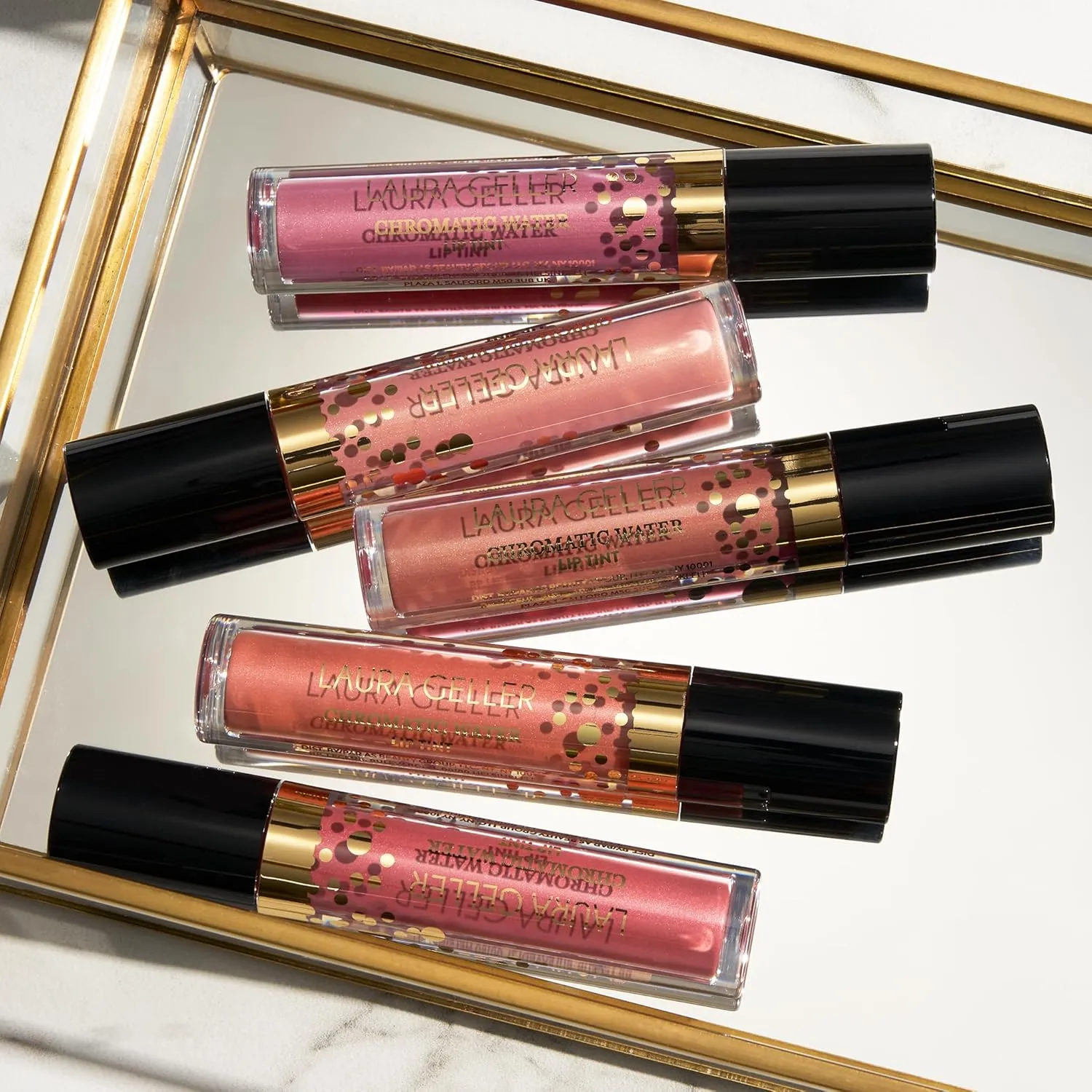 LAURA GELLER Chromatic Water Lip Tint, Holographic Lip Color, Water-Based Formula to Hydrate Dry Lips, Au Lait