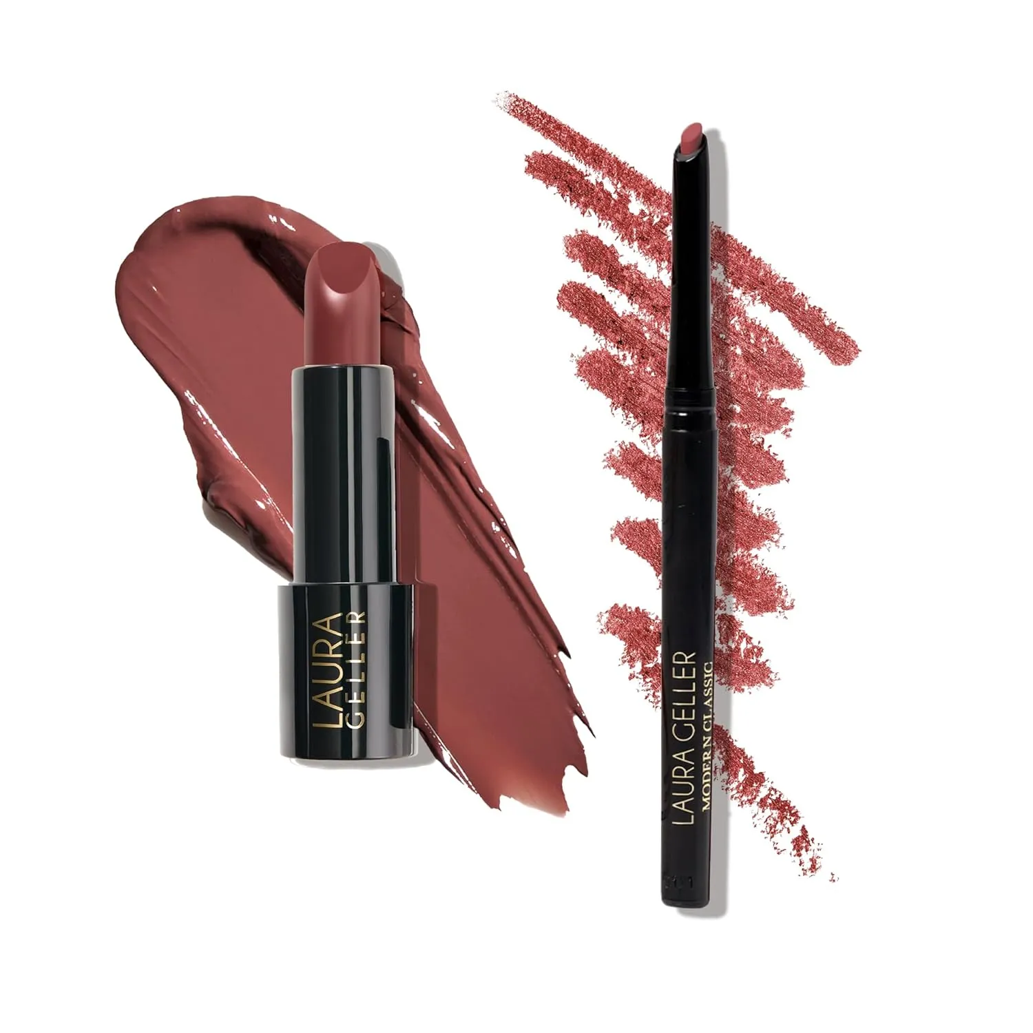 LAURA GELLER NEW YORK Modern Classic Duo - Mauve Majesty Lipstick   Major Mauve Lip Liner - Ultra-Rich Color - Luxurious and Lightweight - Cream Finish