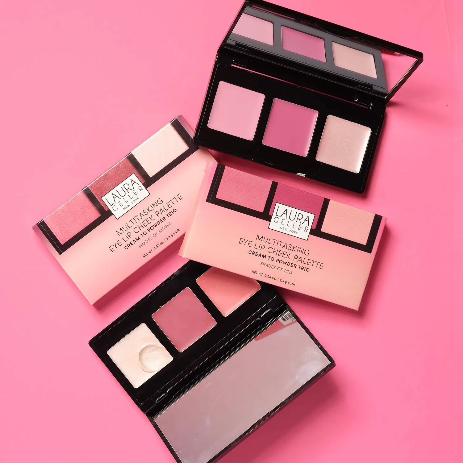 LAURA GELLER NEW YORK Multitasking Eye Lip Cheek Palette Cream to Powder Trio, Mauves
