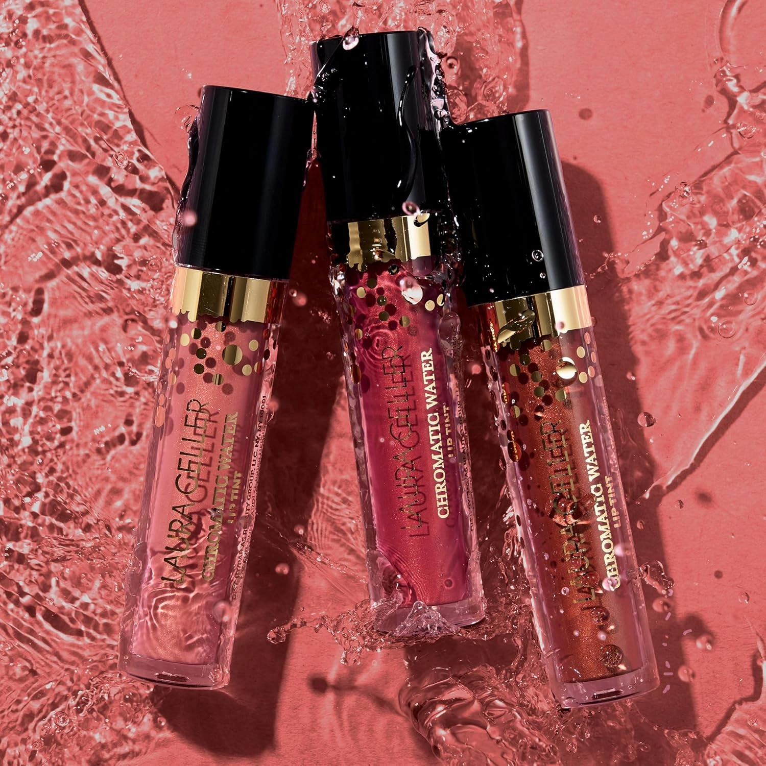 LAURA GELLER NEW YORK Chromatic Water Lip Tint, Holographic Lip Color, Water-Based Formula to Hydrate Dry Lips, Ginger